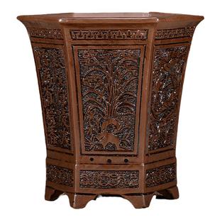 紫砂兰花盆中国风浮雕大号仿古盆景盆室内陶瓷君子兰花盆特价清仓