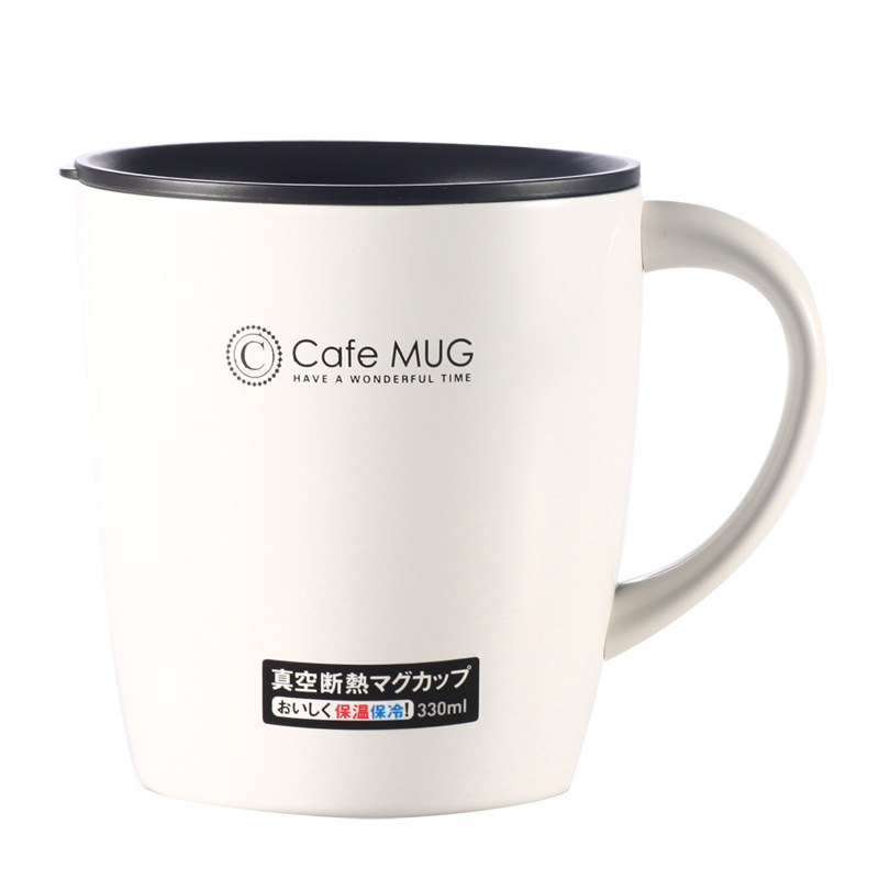 日本ASVEL保温杯办公室咖啡杯情侣不锈钢马克杯带盖勺家用茶水杯