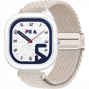 适用FILA斐乐6550男女生初高中手表带男女款磁吸编织替换透气腕带
