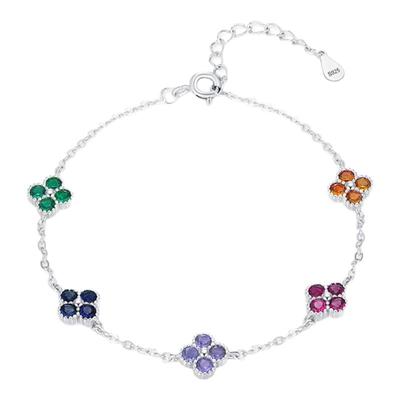 摩典925银多巴胺四叶草五花手链