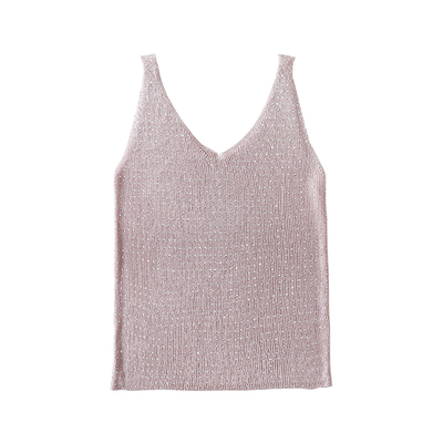 内搭针织烫钻V领吊带背心打底衫