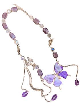 紫色蝴蝶流苏时尚项链女