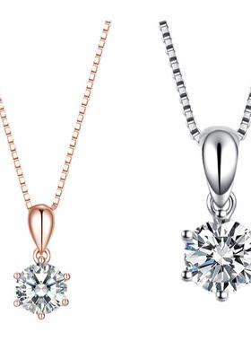 莫桑石六爪吊坠锁骨项链