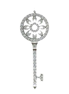 莫桑石太阳花钥匙项链