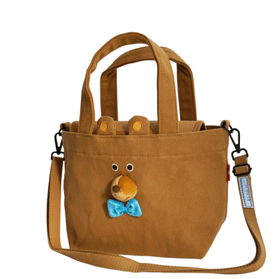 朴坊痞幼同款日本GLADEE可爱小熊帆布便当包卡通单肩包手提托特包