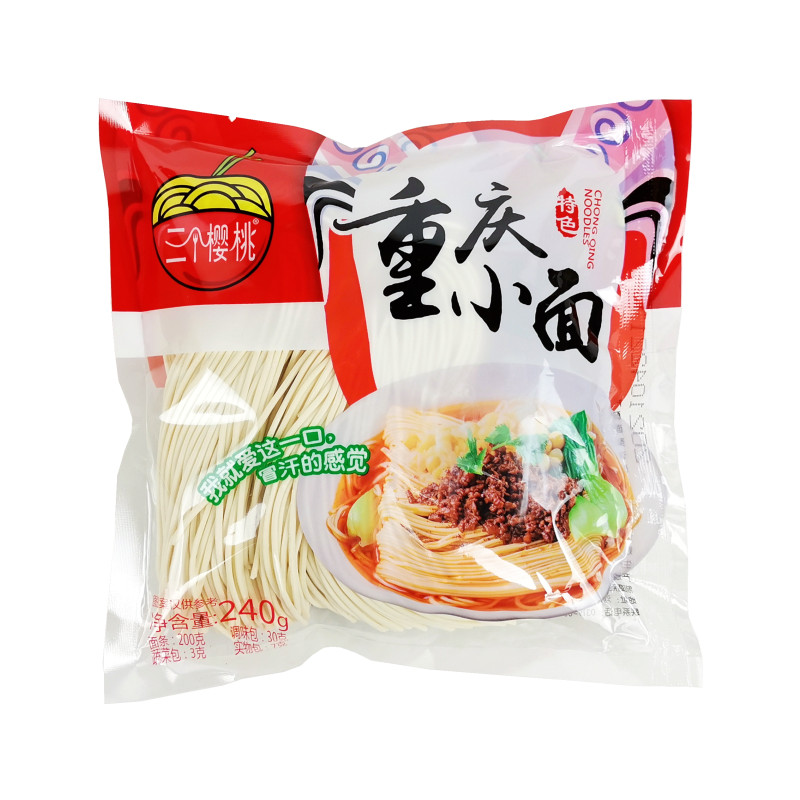 三个樱桃重庆小面带调料细圆待煮