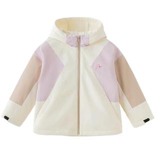 戴维贝拉儿童加绒防风衣男童女童三防外套2026冬装新款女户外童装