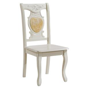 欧式椅子靠背凳家用中式橡木雕花餐桌椅现代简约餐厅白色实木餐椅