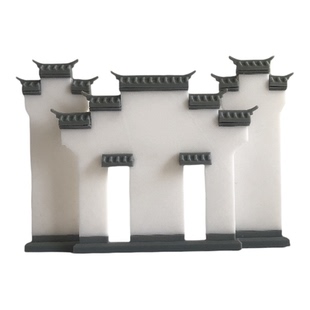 古建筑徽派马头墙大门微缩景观中式仿古造景模型古风拼装树脂摆件