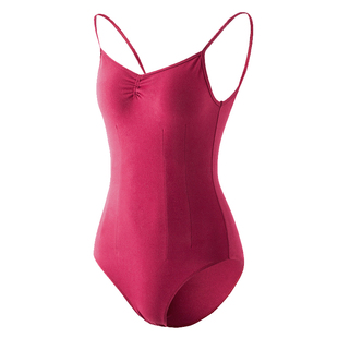 小茉莉枣红艺考形体服女生吊带体操服高胯舞蹈服芭蕾舞练功服基训