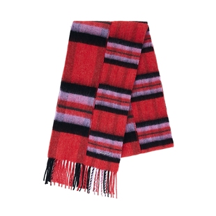 Desigual撞色条纹拼接流苏围巾