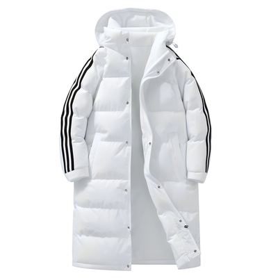 长款过膝羽绒服男女情侣2025冬季新款加厚保暖青少年三条杠外套潮