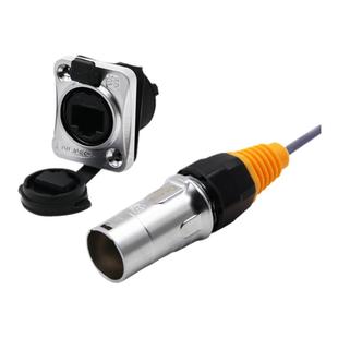 凌科连接器YT-RJ45插座双网口直通网络母座网络接口防水航空插头