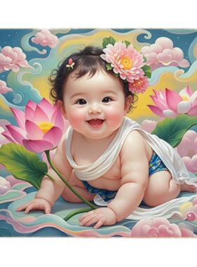 莲花宝宝婴儿备孕求子自粘墙贴纸