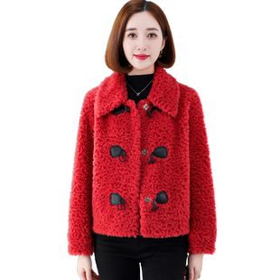 羊剪绒大衣女2025冬新短款美利奴加厚保暖海宁羔羊毛颗粒皮草外套
