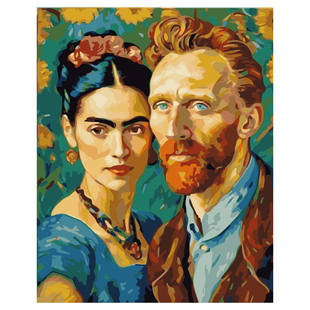 DIY数字油画自己填色材料包悲壮的弗里达·卡罗FridaKahlo装饰画