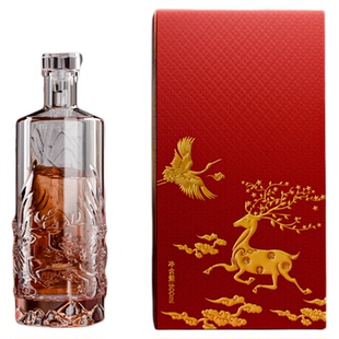 高档精美鹿纹透明玻璃瓶白酒瓶空瓶家用密封空酒瓶专用礼盒装
