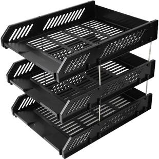 得力文件架三层文件盘文件夹收纳盒书架简易桌上学生用书立文件收纳办公桌收纳多层置物架文件框办公用品大全