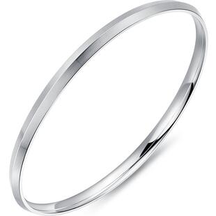 明牌珠宝铂金手镯 Pt950铂金简约呆口手镯BFI0004 计价