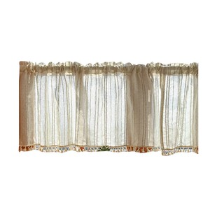 YASHLIE | 原木风亚麻流苏门帘隔断帘柜子遮挡短帘免打孔流苏穿杆