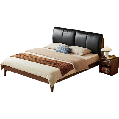 林氏家居实木床1米8双人真皮软包