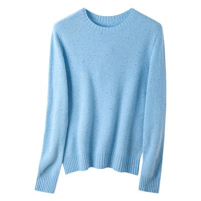 浅蓝色圆领长袖羊毛衫