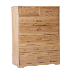 楠竹五斗橱竹卧室收纳组合柜床头柜整理柜抽屉式简约储物柜五斗柜