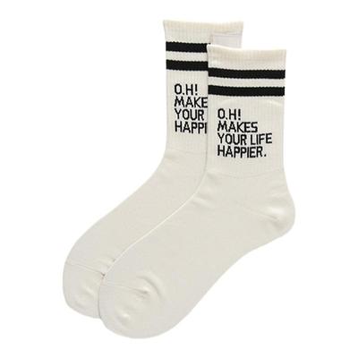 不会丢的袜子棉嘻哈条纹字母长袜