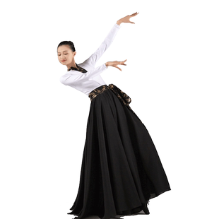 蒙古舞蹈练习裙藏族舞表演出服装艺考民族舞大摆裙新疆舞广场舞蹈