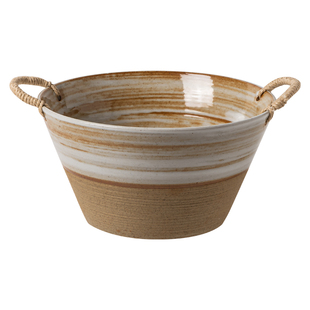 盘子日式粗陶漂亮餐盘沙拉盘深盘果盘家用双耳盘高级感火锅配菜盘