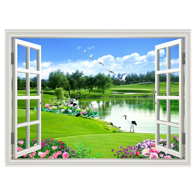 仿真假窗户风景画墙贴自粘客厅房间卧室墙壁贴画壁纸3d立体装饰画