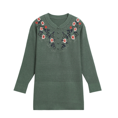 柔软亲肤高贵绣花羊绒衫送运险