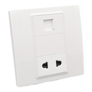 两孔带六类七类八类网线口面板CAT6A超六类网络模块二插电源插座