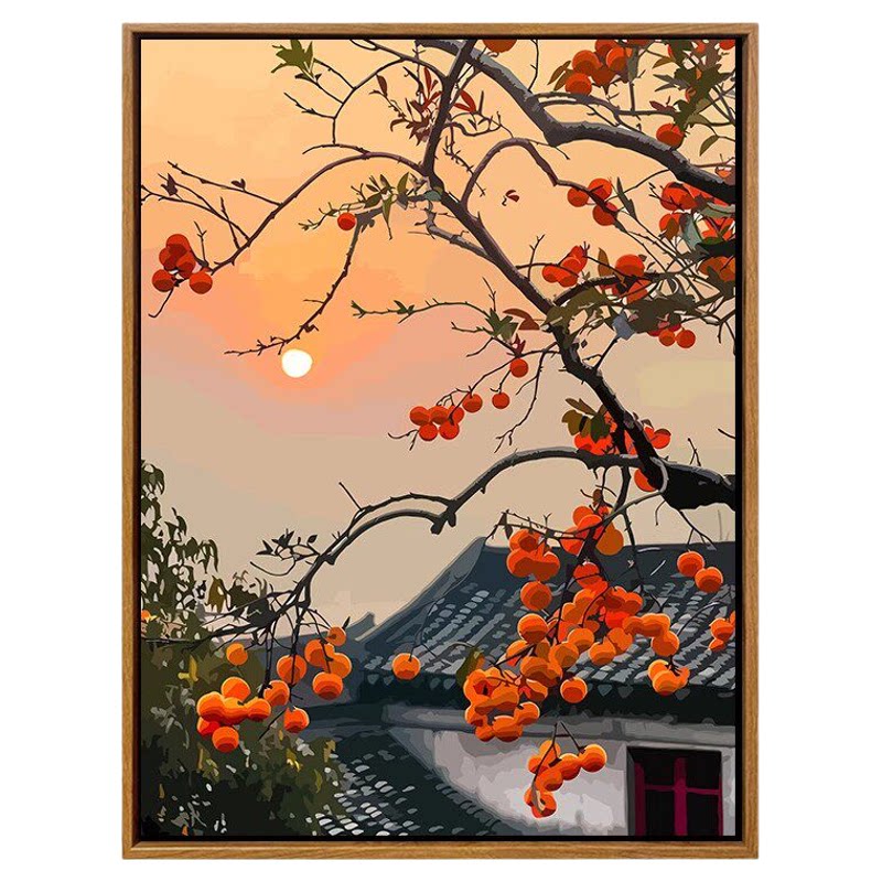 柿柿如意装饰画仿油画风景新中式