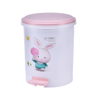 顺美粉兔带内桶垃圾桶脚踏可爱家用厨房卫生间创意塑料大号垃圾筒