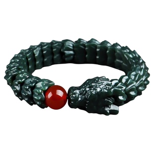 新款正品新疆和田玉籽料手链男女款青玉盘龙塔青玉石手串生日礼物