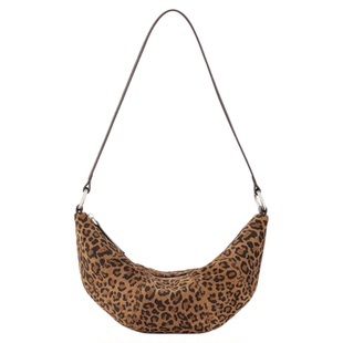 【新年礼物】Oinny新款小众高级真皮豹纹包包牛角包斜挎女包3138