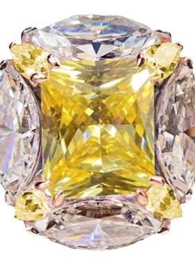 莫桑石黄钻泡泡糖戒指