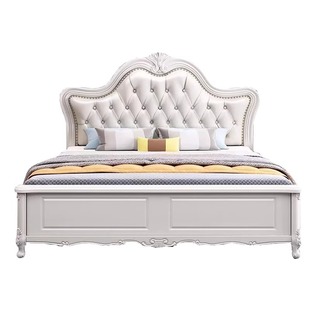 欧式实木床2米主卧大床双人床白色现代简约软靠1.8米美式轻奢婚床