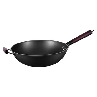 陆川铁锅炒菜锅生铁锅家用不粘锅平底电磁炉炒锅老式铸铁锅煤气用