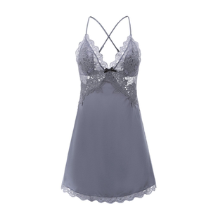 夏何夕性感女睡衣2025新款春夏季纯欲蕾丝冰丝吊带睡裙家居服套装