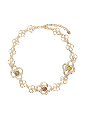 Wens x Linda明星同款花神系列金银色镂空花朵镶石项链高级感轻奢