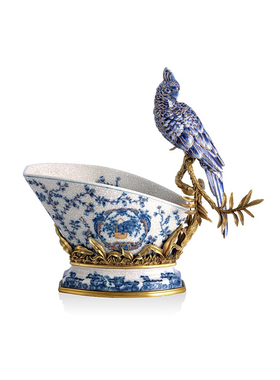 鎏金铜青花欧式客厅美式法式摆件