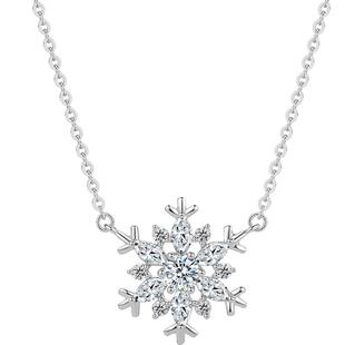 周六福雪花项链吊坠S925银梦幻唯美浪漫锁骨链送女友情人节礼物