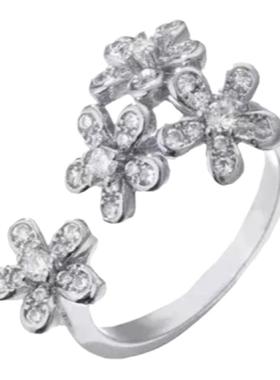 银镀铂金繁花锦簇戒指