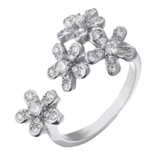 PT950铂金繁花锦簇戒指进口D色莫桑石简约超闪纯银花朵指环不掉色