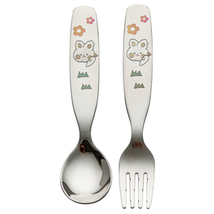 可爱儿童勺子叉子304不锈钢宝宝吃饭勺高颜值幼儿园餐具汤勺短柄