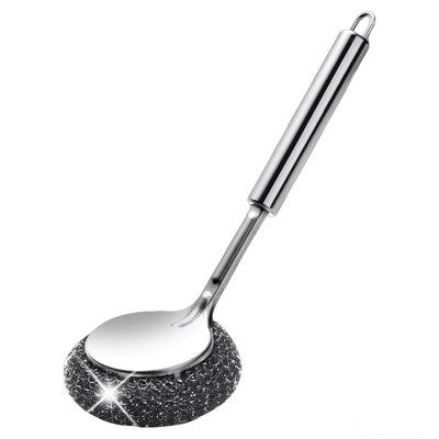 不锈钢锅刷刷锅神器厨房专用洗锅钢丝球刷长柄洗碗清洁刷子不掉丝