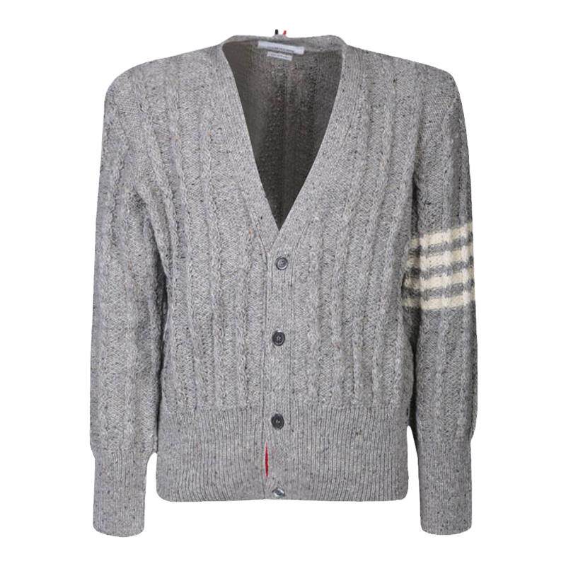 ThomBrowne4条纹V领针织开衫