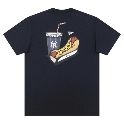 New Era x MLB纽约NY洋基队热狗饮料零食印花圆领短袖T恤男女同款